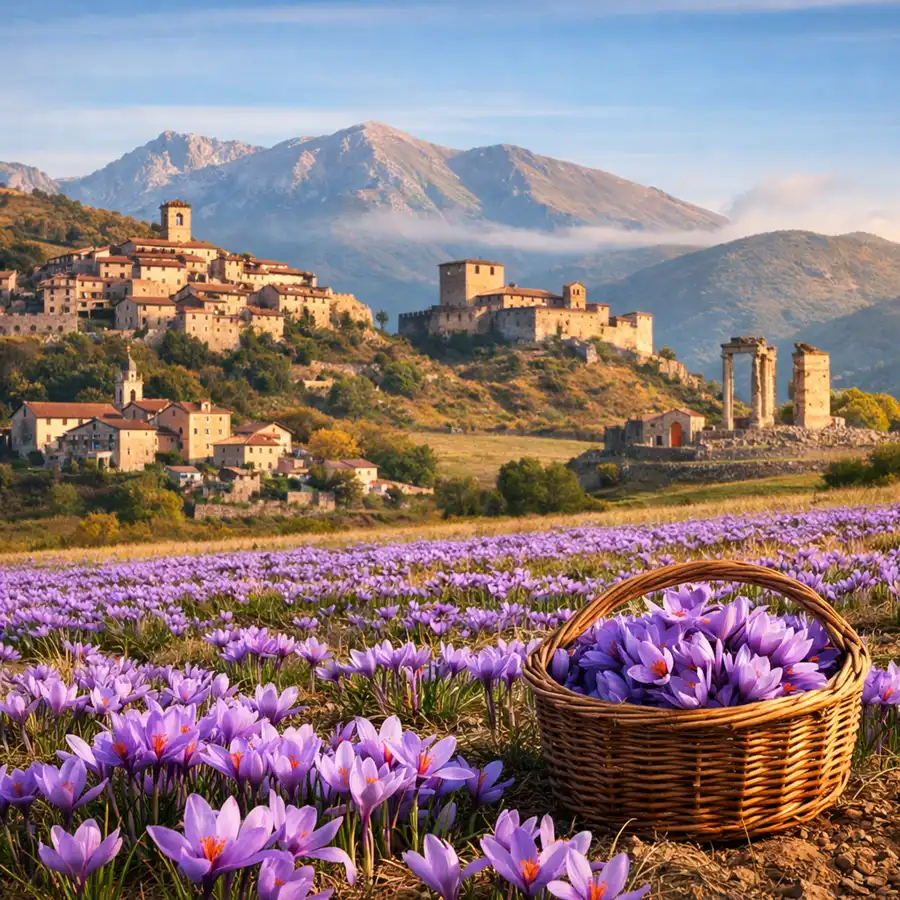 Copertina: Borghi dello zafferano in Abruzzo: guida all’altopiano di Navelli