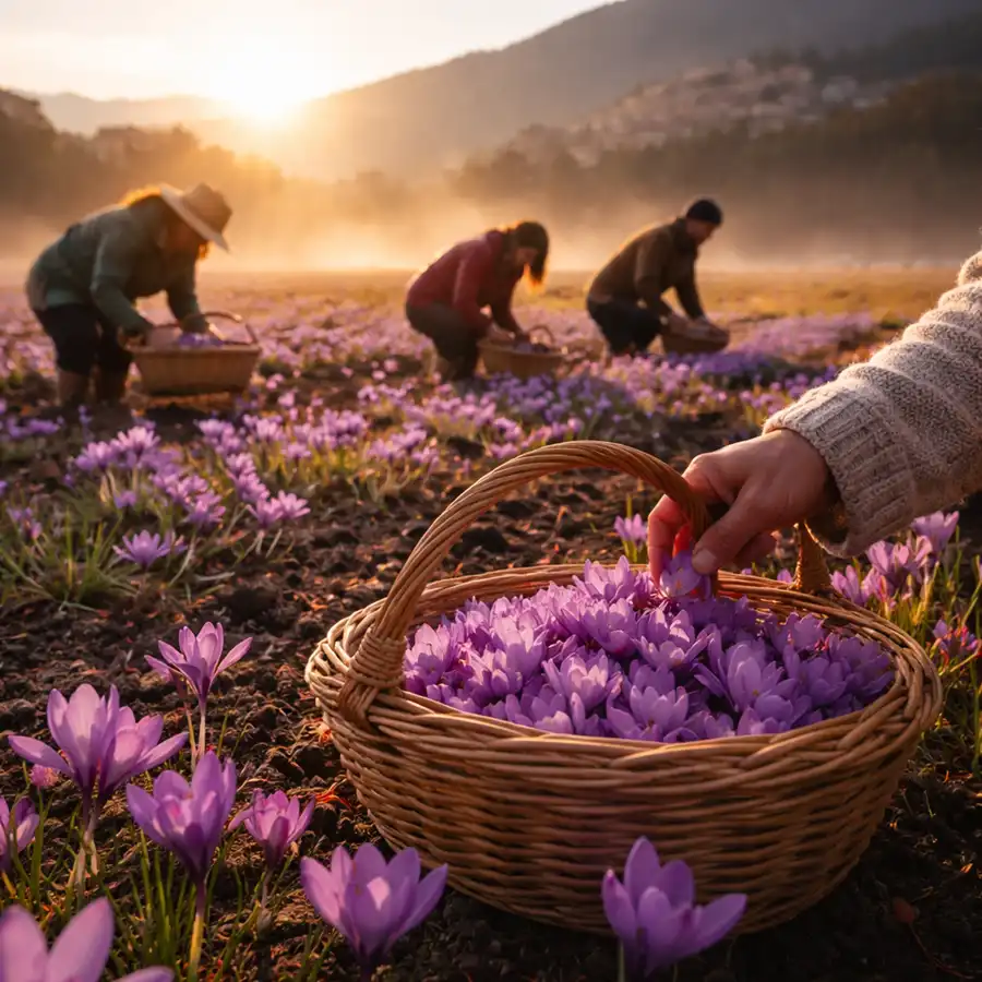 Copertina: Raccolta dello zafferano in Abruzzo: quando vederla a Navelli